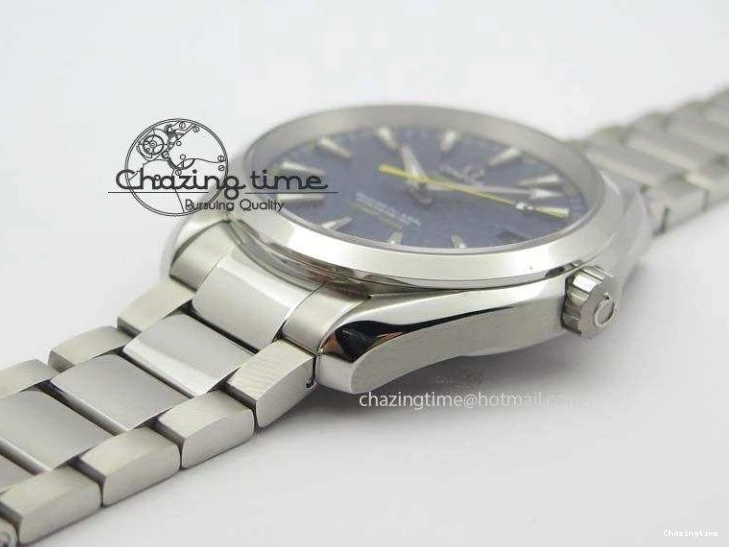 0822 QuickDry Aqua Terra ‘James Bond’ SS JHF Best Edition Blue Dial On SS Bracelet A 8203